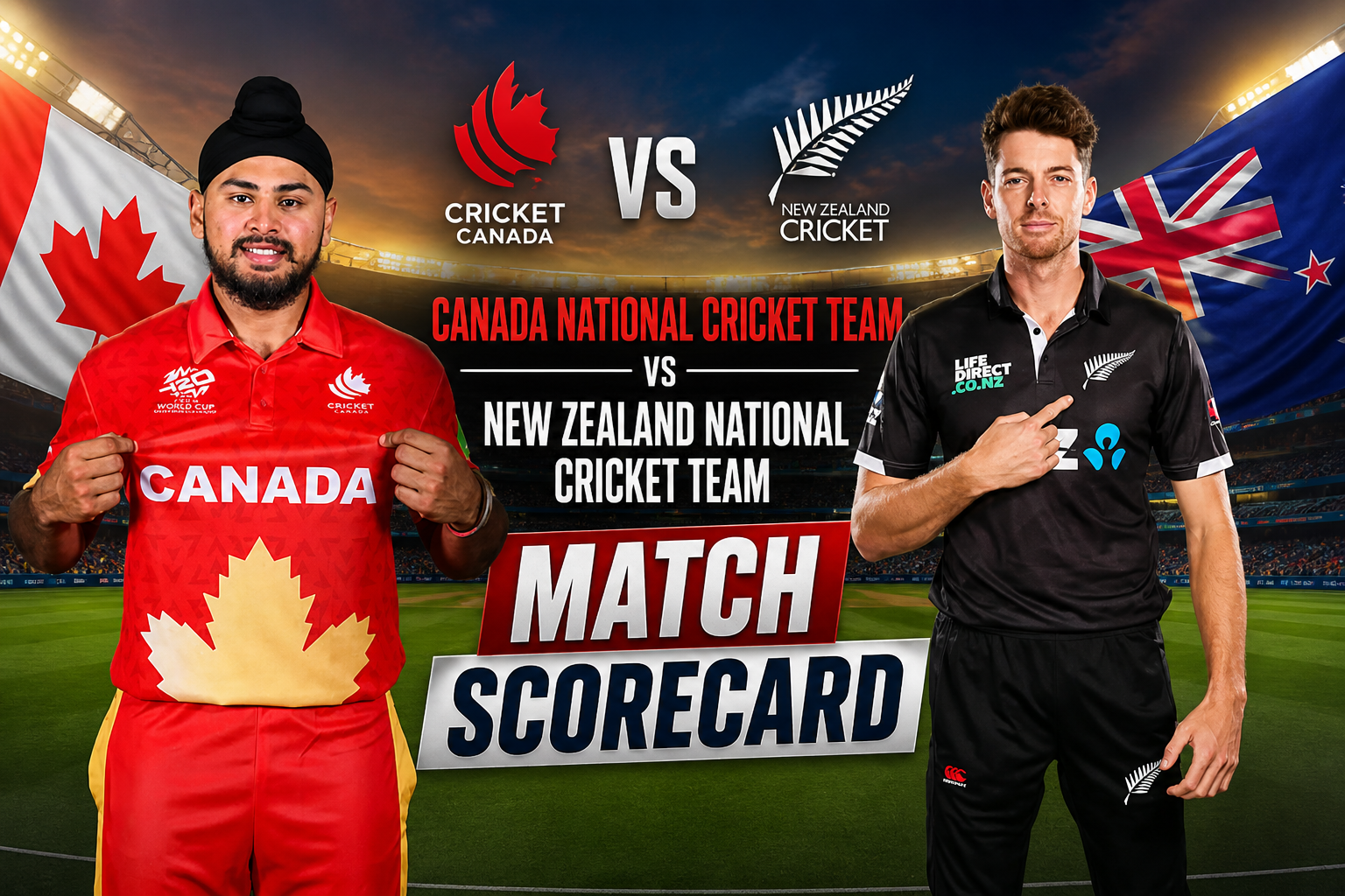 Canada National Cricket Team Vs New Zealand National Cricket Team Match Scorecard